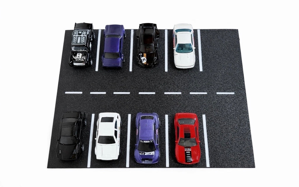 Parkplatz Diorama für 10 Modellautos 1:64 – ideal für Hot Wheels & Matchbox