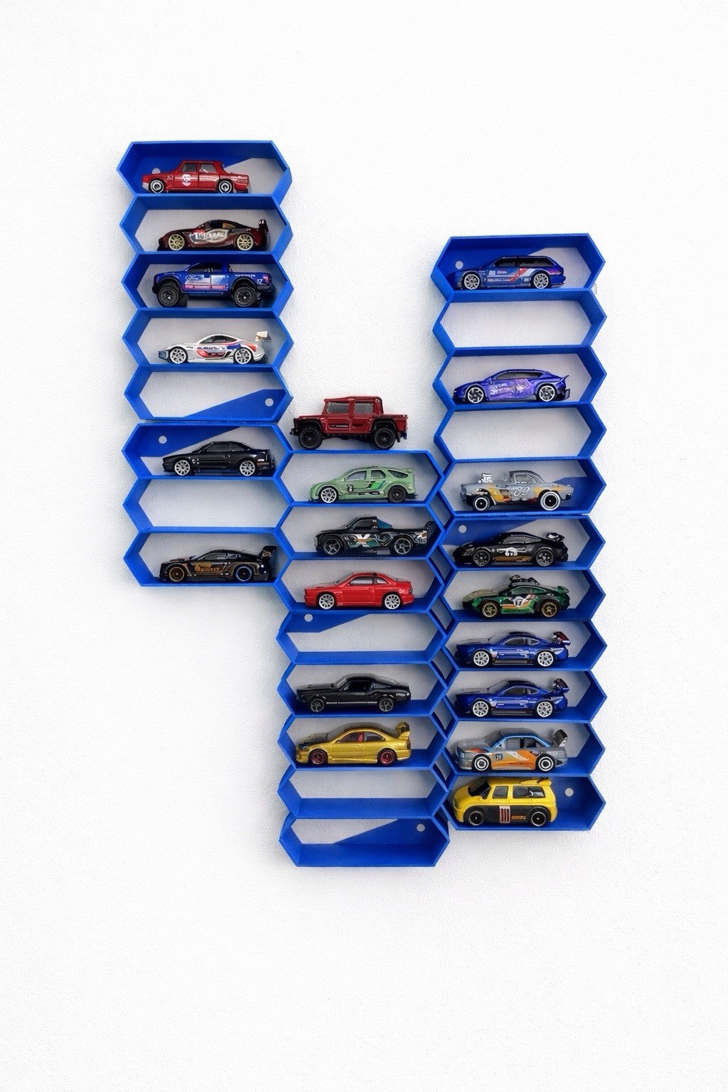 Modulares Wanddisplay für 25 Modellautos 1:64 – Sammler Präsentationssyste