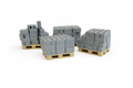 200x Mini Betonblöcke 1:35 Diorama Baustelle Set Grau + 5x Europaletten