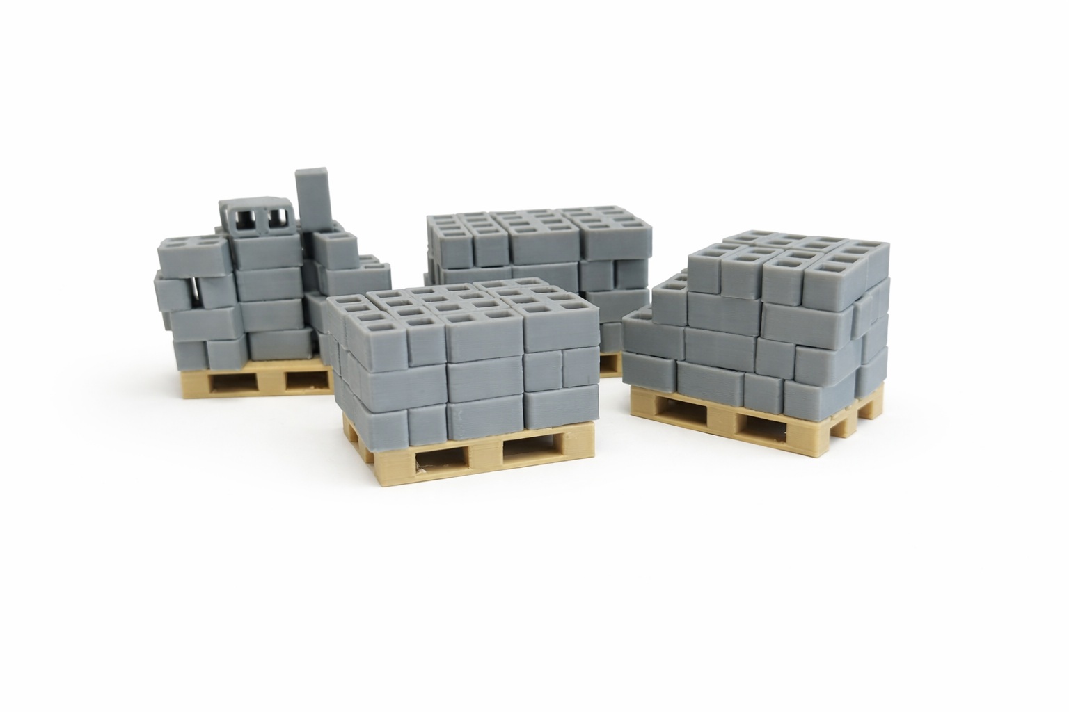 200x Mini Betonblöcke 1:35 Diorama Baustelle Set Grau + 5x Europaletten