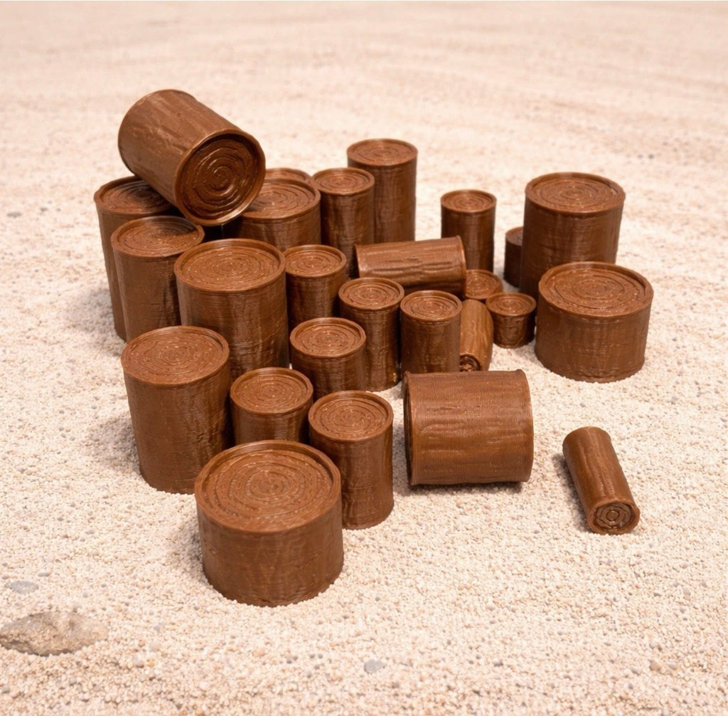 25 Holzstämme 1:35 – 5 verschiedene Größen – Zubehör für Diorama & Modellbau