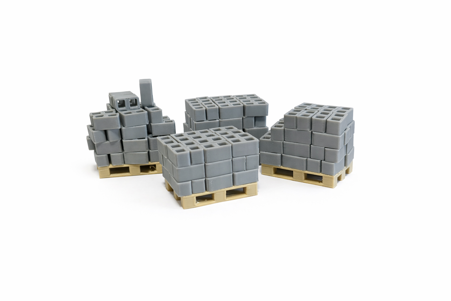 200x Mini Betonblöcke 1:35 Diorama Baustelle Set Grau + 5x Europaletten