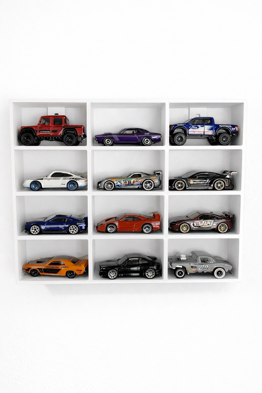 Modellauto Wandregal 1:64 für 12 Autos – Hot Wheels / Matchbox Display, Sammler