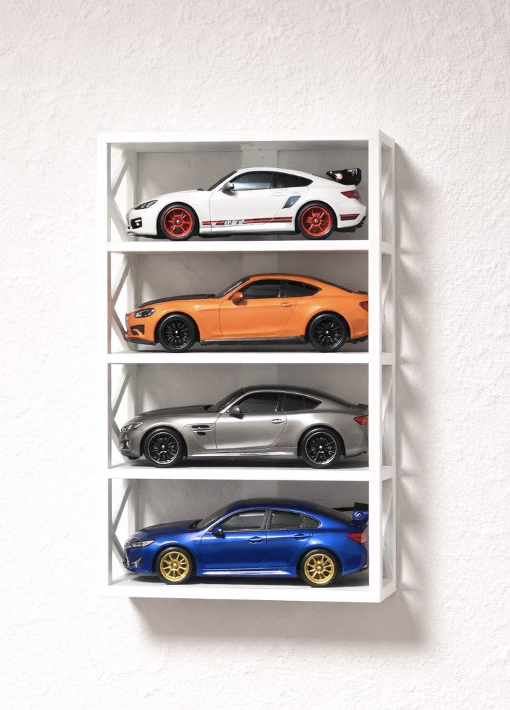 2x Modellauto-Wandregal 1:43, Vitrine für 8-10 Modellautos