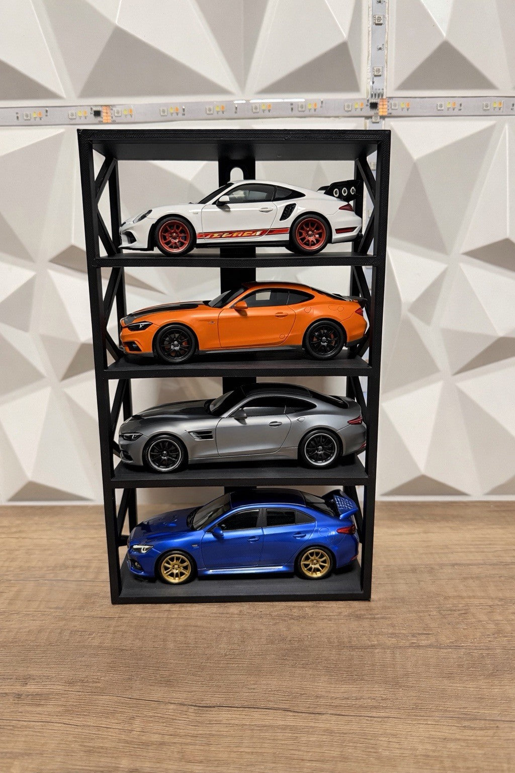 2x Modellauto-Wandregal 1:43, Vitrine für 8-10 Modellautos