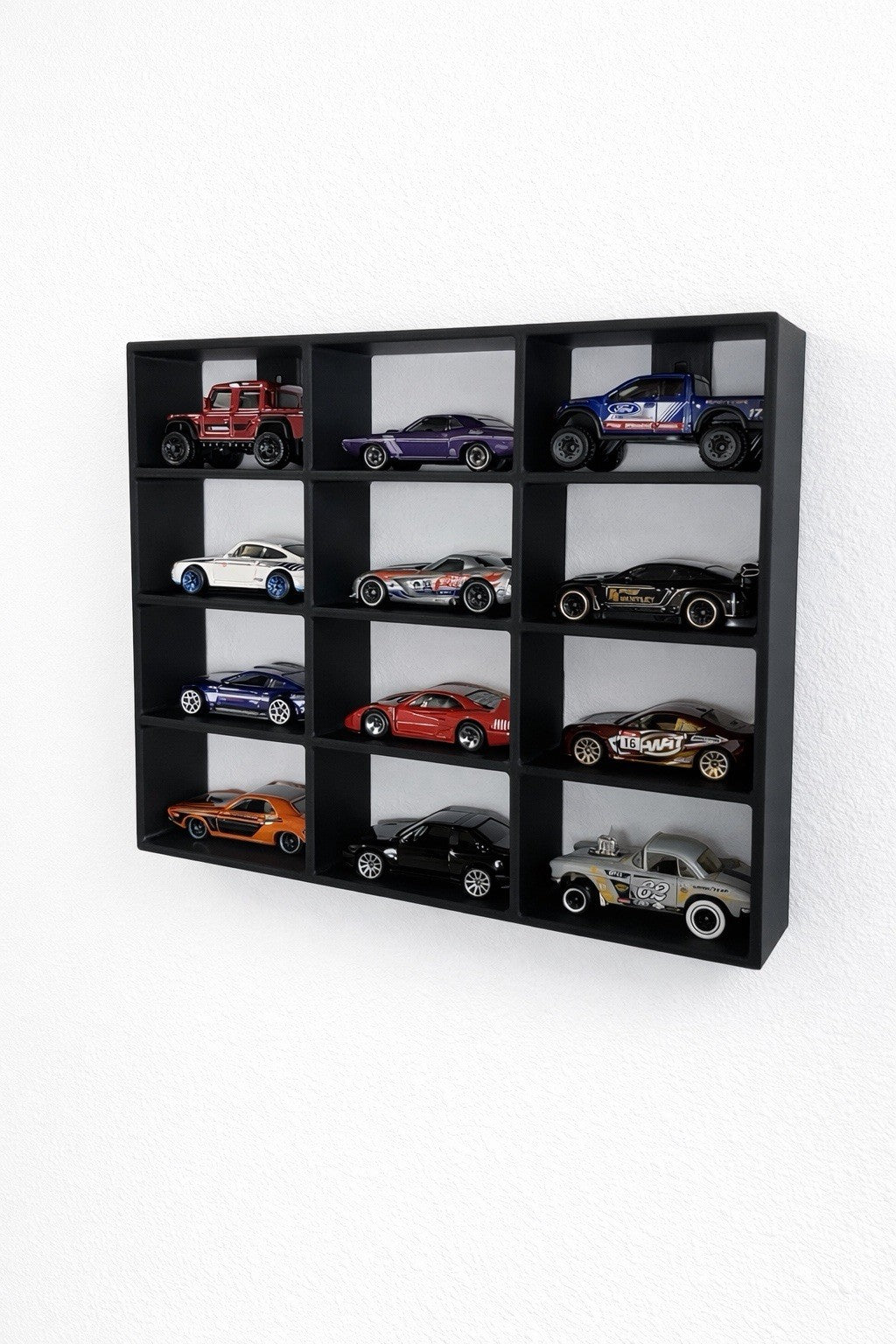 Modellauto Wandregal 1:64 für 12 Autos – Hot Wheels / Matchbox Display, Sammler