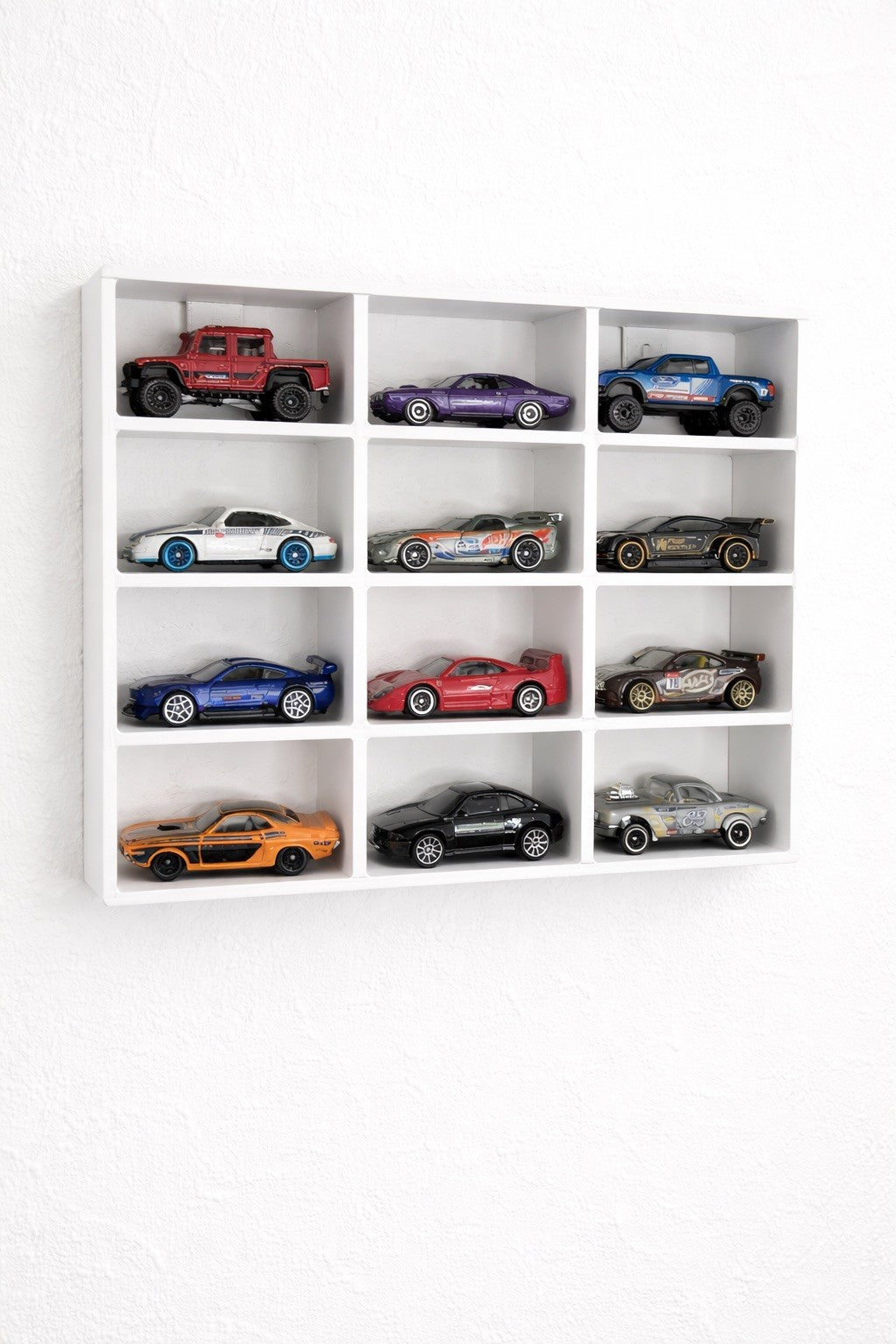 Modellauto Wandregal 1:64 für 12 Autos – Hot Wheels / Matchbox Display, Sammler