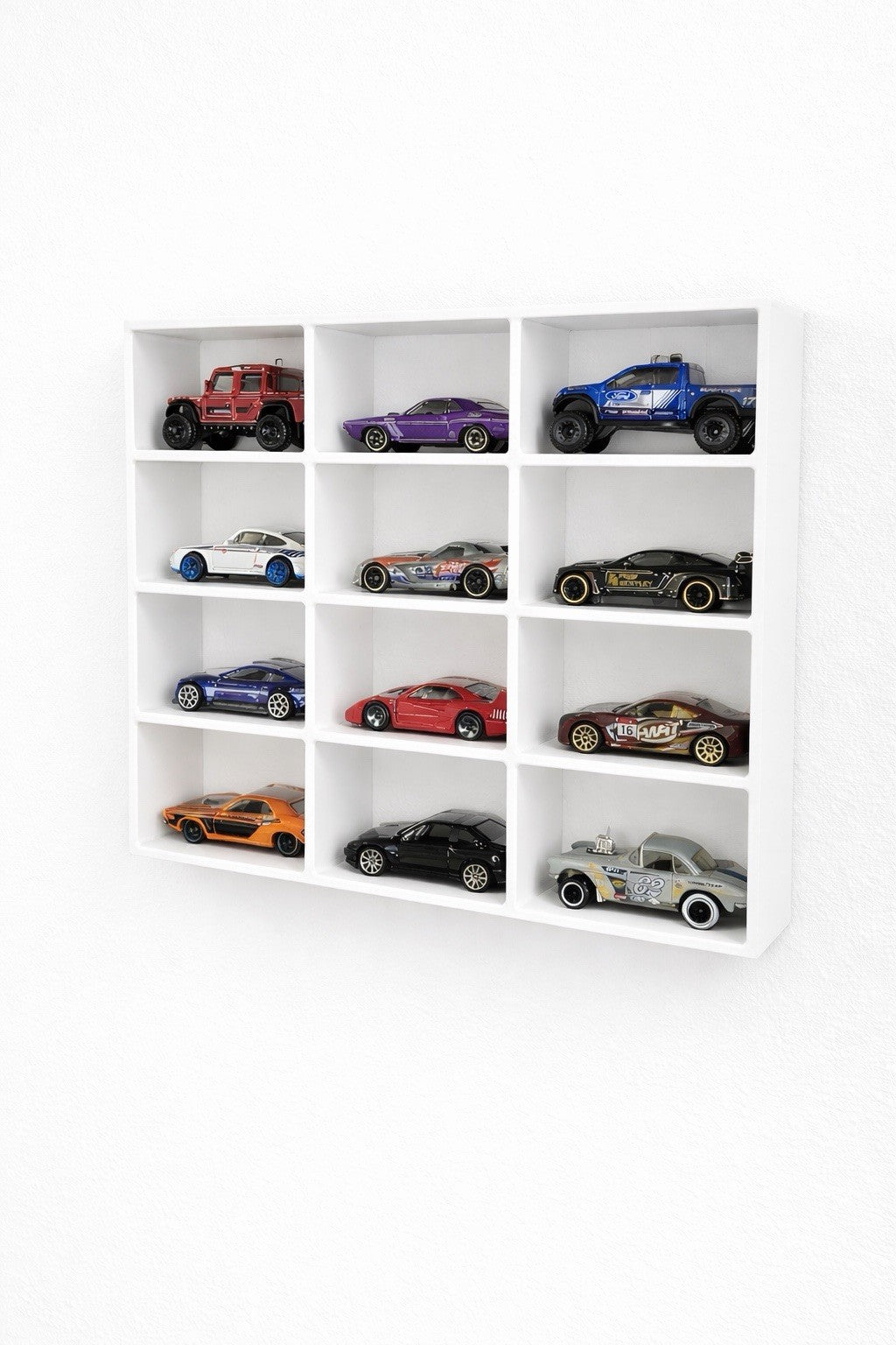 Modellauto Wandregal 1:64 für 12 Autos – Hot Wheels / Matchbox Display, Sammler