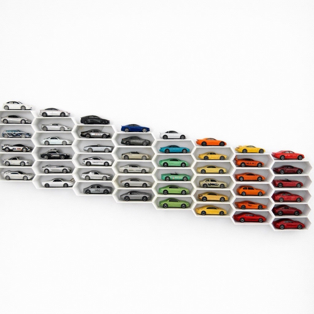 Hot Wheels Wandregal 1:64 – Set aus 3 Display Regalen für 30 Modellautos – Sammler Vitrine