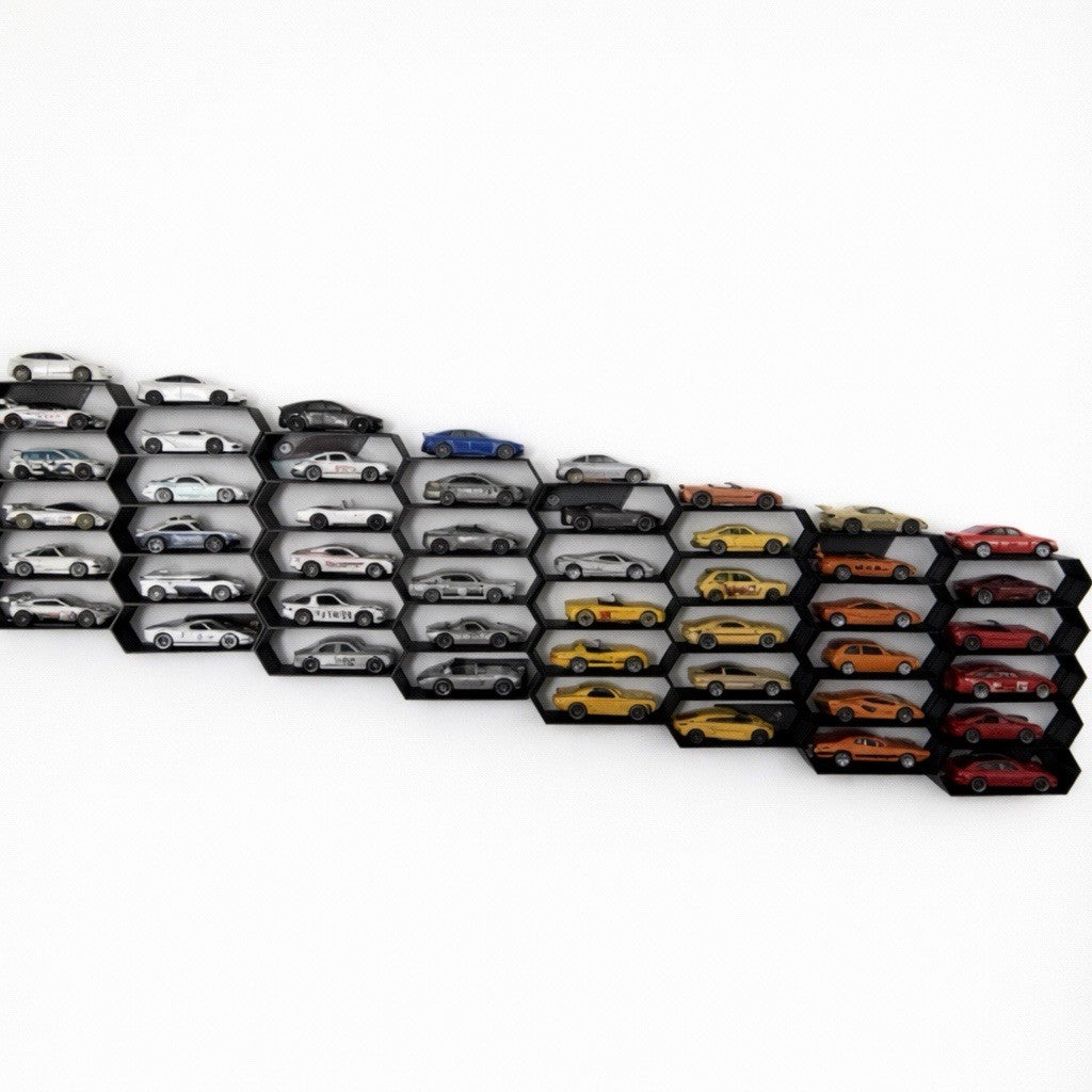 Hot Wheels Wandregal 1:64 – Set aus 3 Display Regalen für 30 Modellautos – Sammler Vitrine