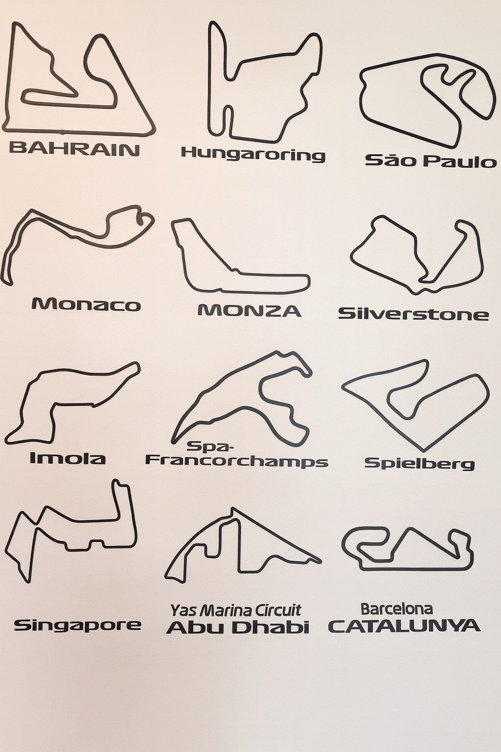 Formel-1-Wanddeko-Set – 5 Rennstrecken: Nürburgring, Monaco, Monza, Spa, Hungaroring und weitere