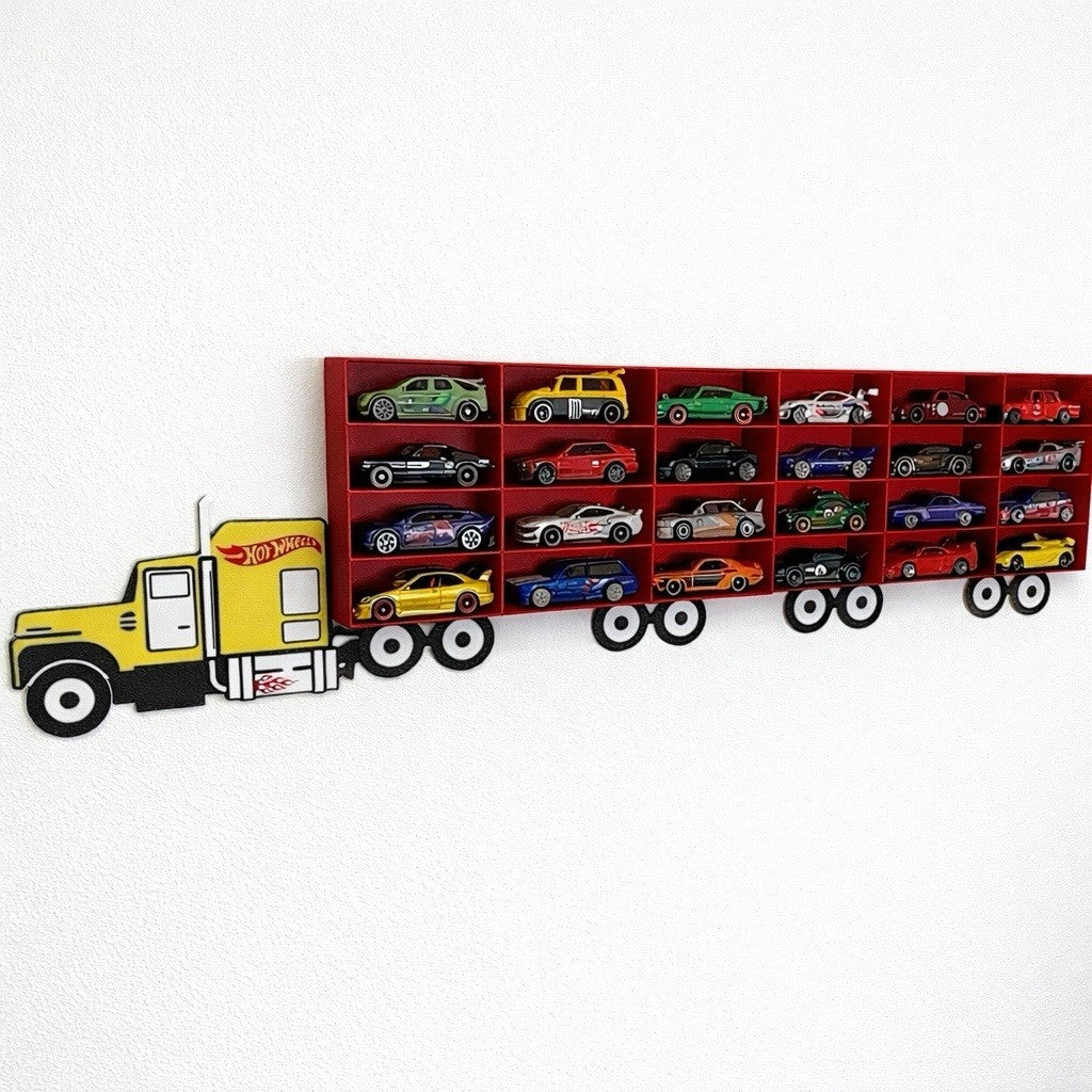 LKW-Regal für 24 Autos im Maßstab 1:64 – Wanddisplay für Hot Wheels – Geschenkidee für Sammler