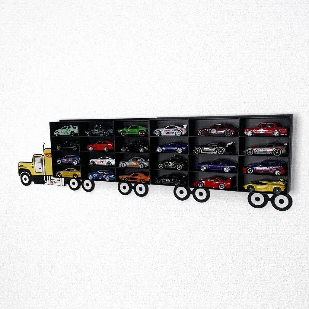 LKW-Regal für 24 Autos im Maßstab 1:64 – Wanddisplay für Hot Wheels – Geschenkidee für Sammler