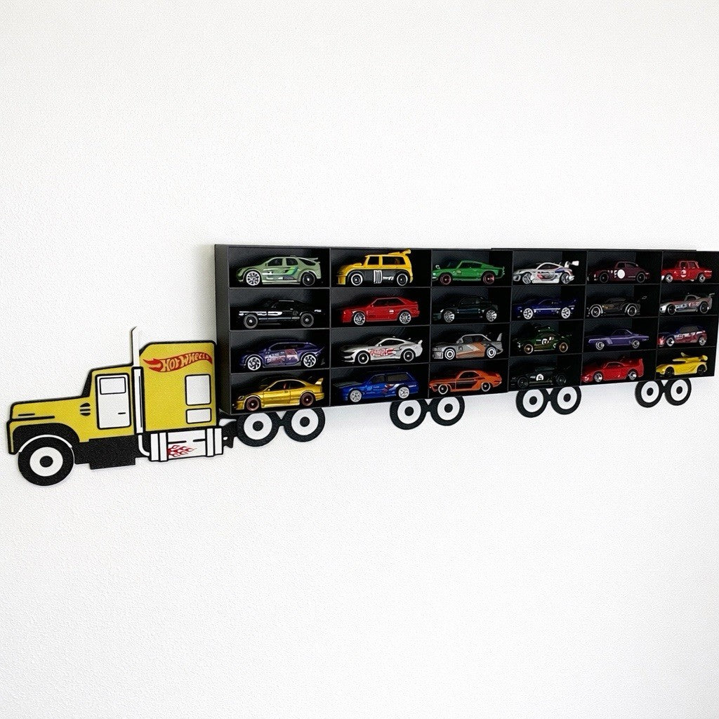 LKW-Regal für 24 Autos im Maßstab 1:64 – Wanddisplay für Hot Wheels – Geschenkidee für Sammler